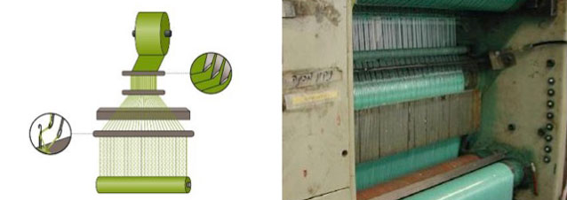 Filets agricoles balles rondes : tricotage des fils de polyéthylène