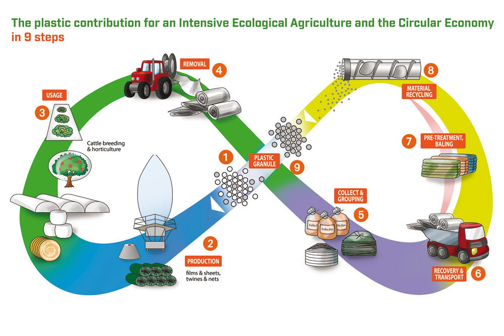 APE Europe missions: Les plastiques utilisés en Agriculture Ecologiquement Intensive AEI générent en fin de vie une économie circulaire. Cette association se conjugue à l'infini
